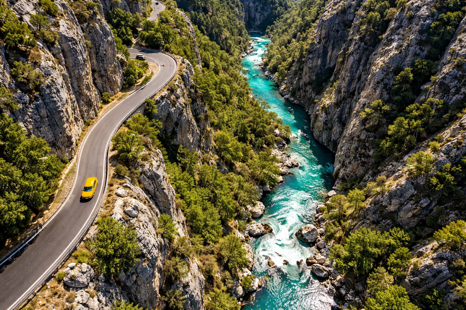 Antalya dağ yolunda sürüş